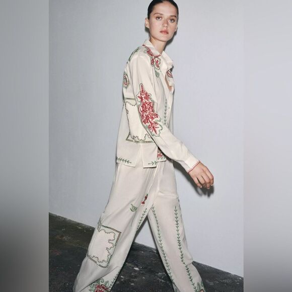 ZARA ZW COLLECTION EMBROIDERED SHIRT - Picture 4 of 9